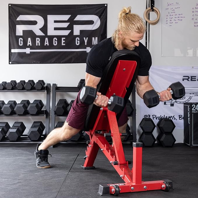 REP Fitness Rubber Hex Dumbbell Set, Adjustable Weight Pairs, Home Gym Equipment, Strength Training For Men Women, Black Coated Grips, Workout Rack Storage Optional, Heavy Lb Free Weights
