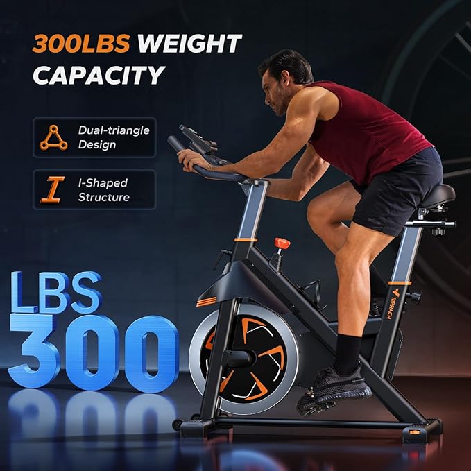 MERACH Magnetic Exercise Bike, Indoor Cycling Bike with Self-Developed App, 350 lbs Weight Capacity & 40 lbs Flywheel, Stationary Bike for Home Gym Fitness