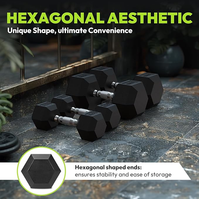 Hex Dumbbell Sets with Rack, 60-550 lb Rubber Encased Exercise & Fitness Dumbbells Set with Rack Option, Hand Weight for Strength Training, Weight Dumbbells