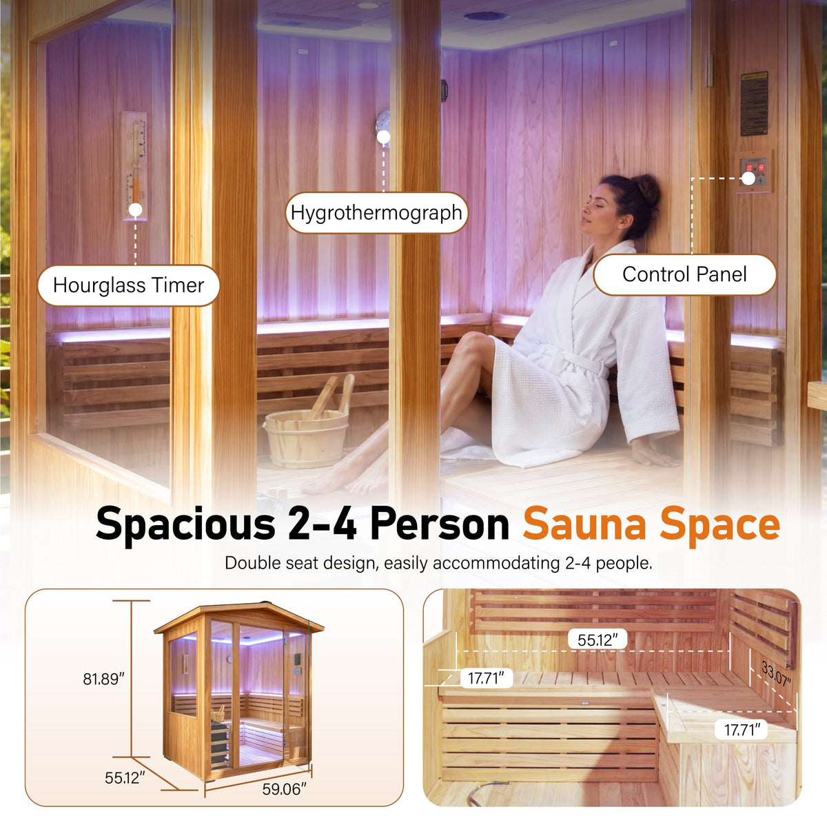 6000W 4-Person Outdoor Traditional Steam Sauna