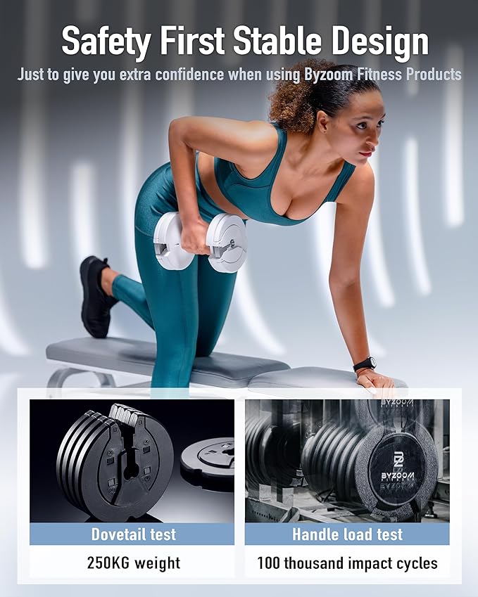 Adjustable Dumbbell – 12.5/25lb Single Unit OR Set of 2 – 5-in-1 Adjustable Weight for Home Gym, Strength Training & Fitness Workouts, White OR Black