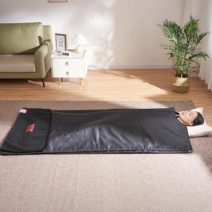 VEVOR Sauna Blanket for Detoxification, Portable Far Infrared Sauna for Home, PU Sauna Bag w/Therapy Stones & Carbon Fiber Heating, 1-6 Level Adjustable Temp 95-185℉, 1-60 Minutes Timer, 75 x 35in