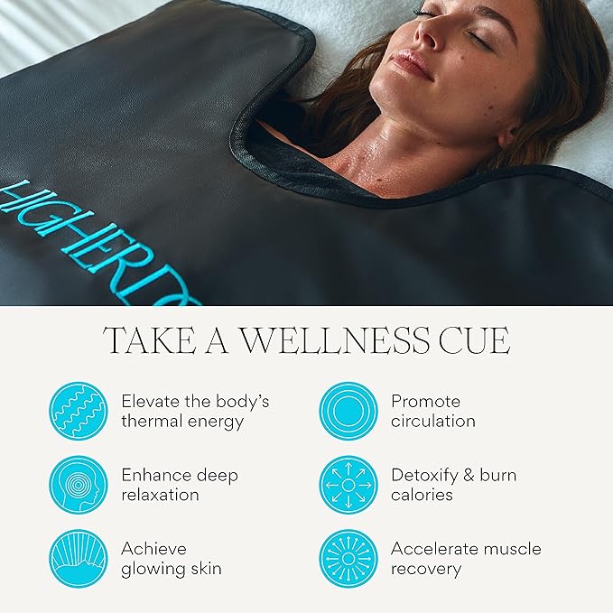 HigherDOSE Infrared Sauna Blanket - Personal Sauna to Relax & Detox Your Body and Mind - Portable Sauna Blanket for Home Sauna Therapy - Plush Thermal Blanket with Far Infrared Heat