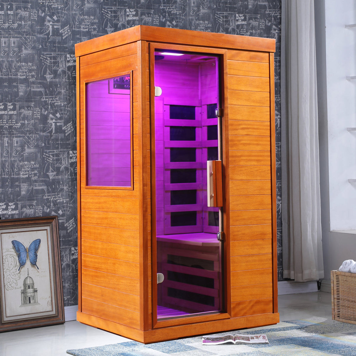 1-Person Infrared Indoor Sauna with Bluetooth & Chromotherapy