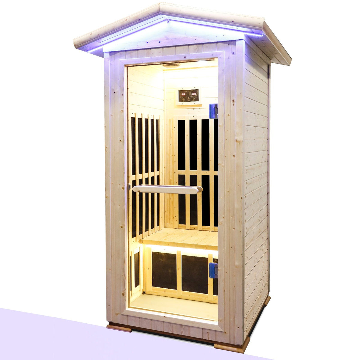 Single Person Spruce Infrared Sauna with Bluetooth Audio - Natural
