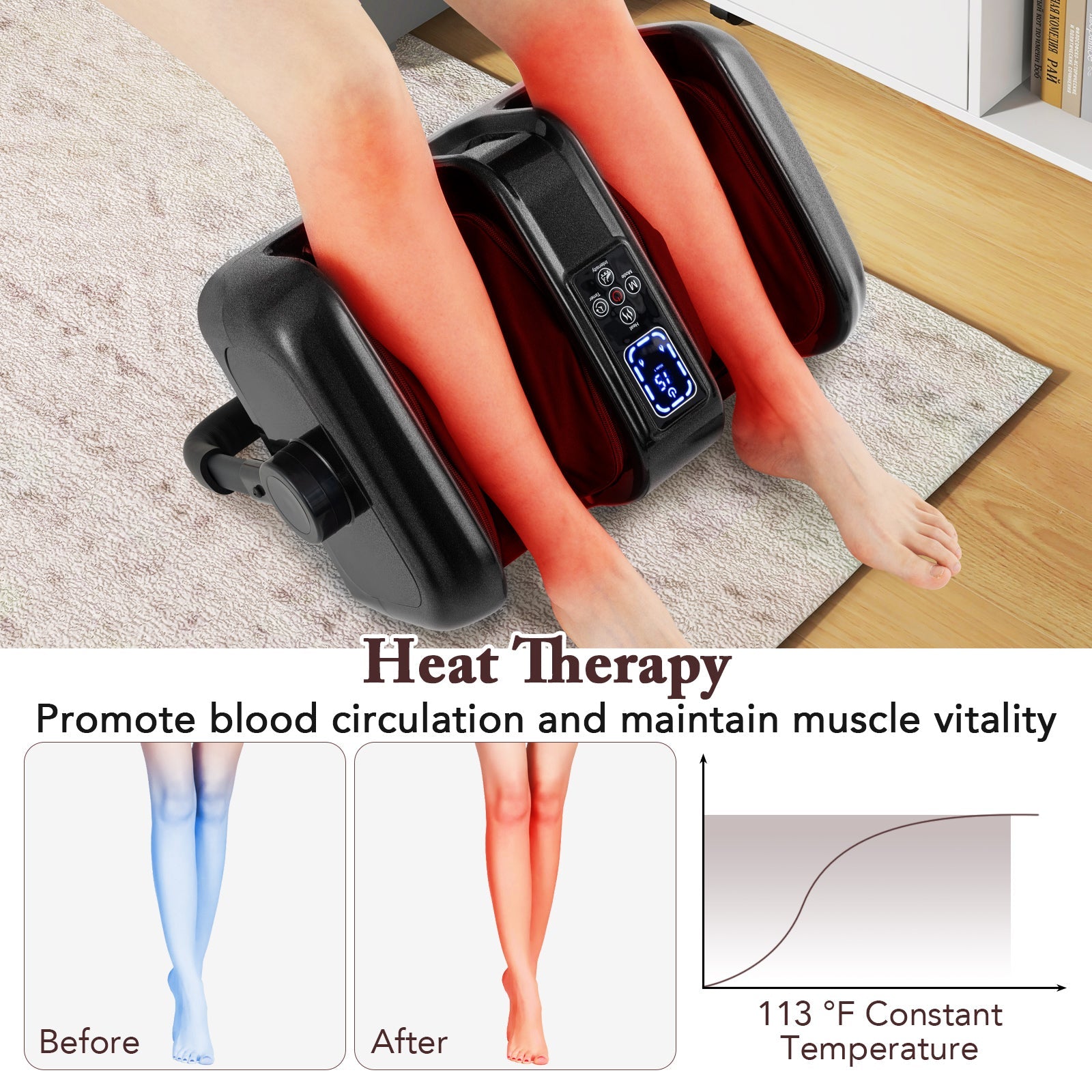 Foot and Calf Massager with Heat Shiatsu Deep Kneading Rolling Smart Electric Leg Massager