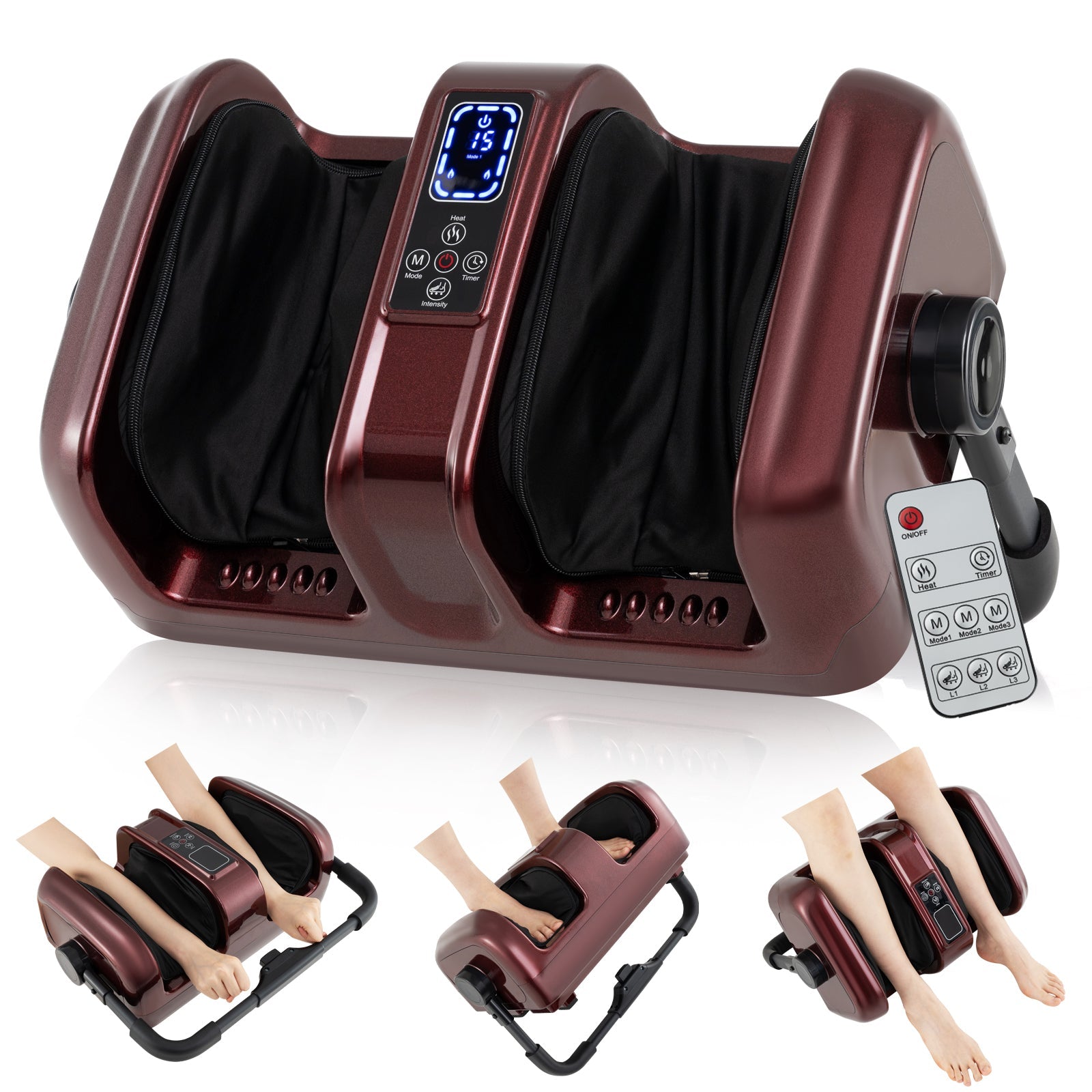 Foot and Calf Massager with Heat Shiatsu Deep Kneading Rolling Smart Electric Leg Massager