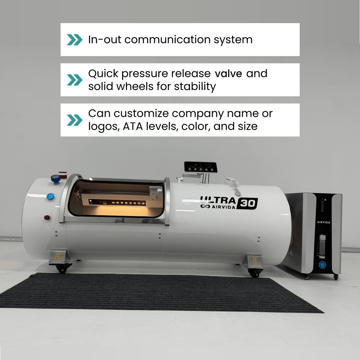 Airvida Ultra Hard Shell Lying Hyperbaric Chamber – 1.3–2.0 ATA