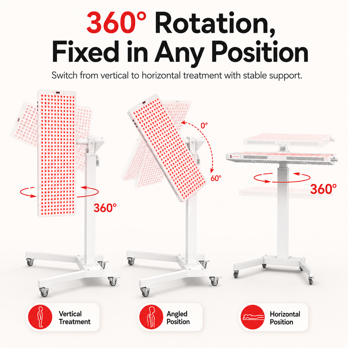 Electric Adjustable Rolling Stand for Red Light Therapy Panels – SM-SE