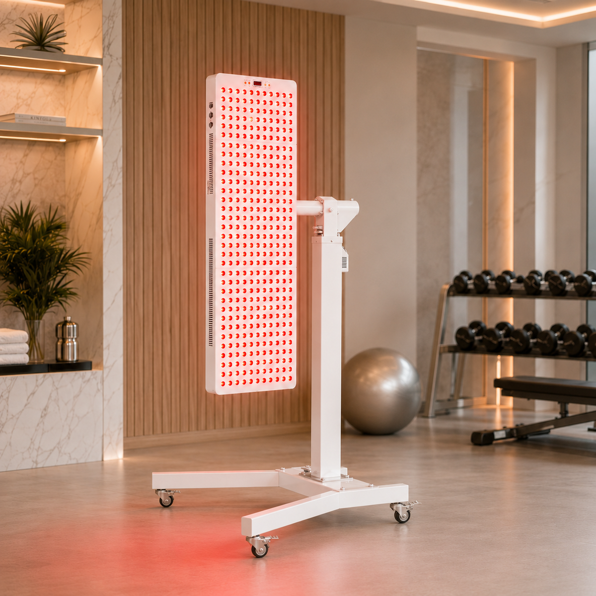 Electric Adjustable Rolling Stand for Red Light Therapy Panels – SM-SE
