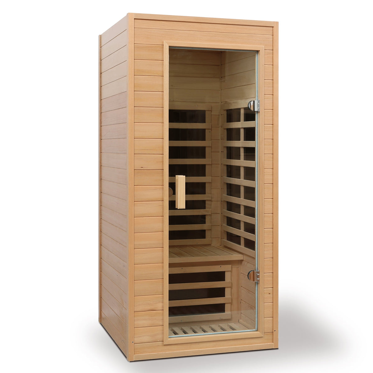 Hemlock 1-Person Infrared Sauna with Bluetooth & LED Lighting - Natural Wood
