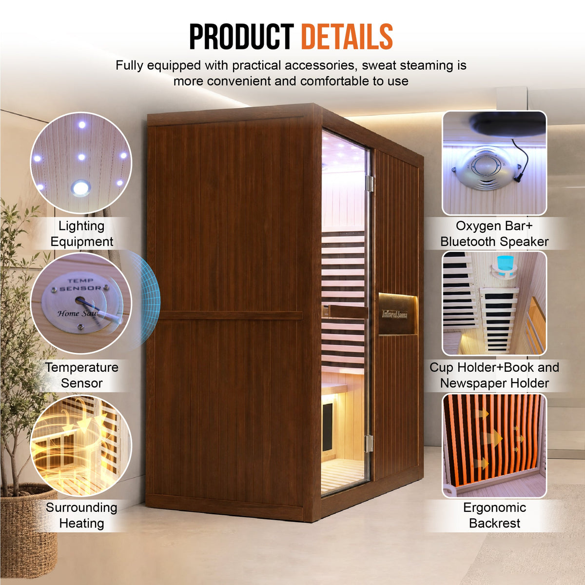 2-Person Chilean Pine Indoor Infrared Sauna – 2165W