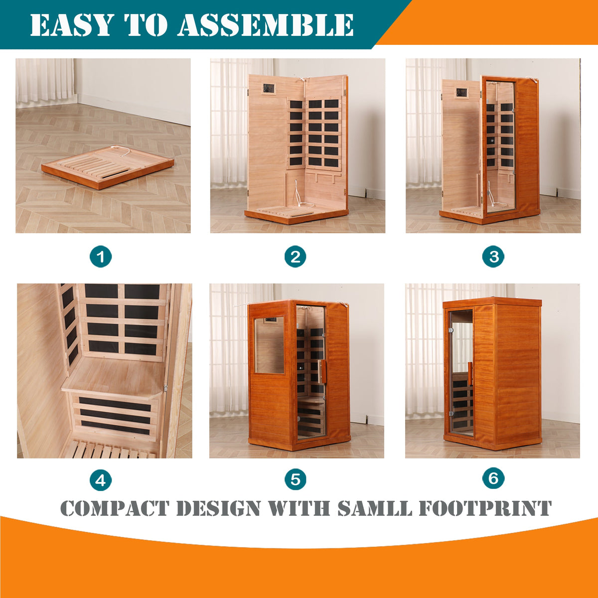 1-Person Infrared Indoor Sauna with Bluetooth & Chromotherapy