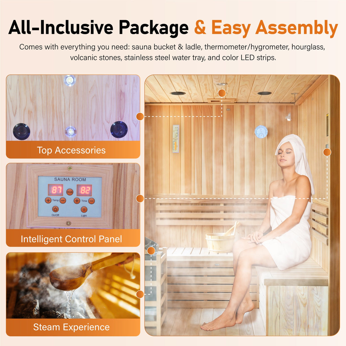 6000W 4-Person Outdoor Traditional Steam Sauna