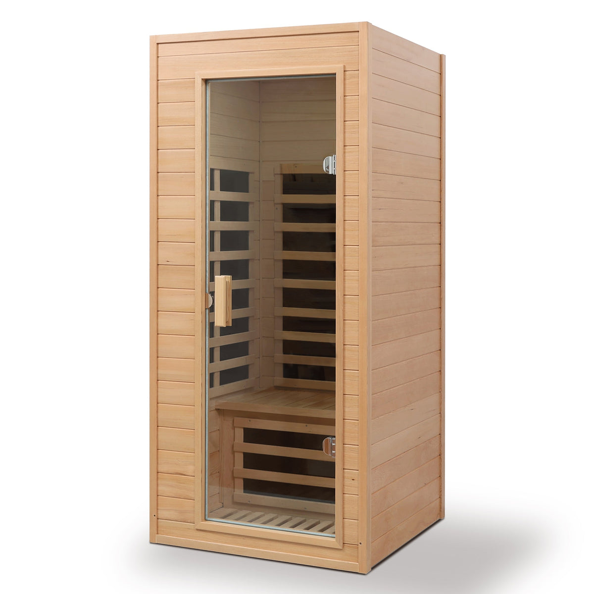 Hemlock 1-Person Infrared Sauna with Bluetooth & LED Lighting - Natural Wood