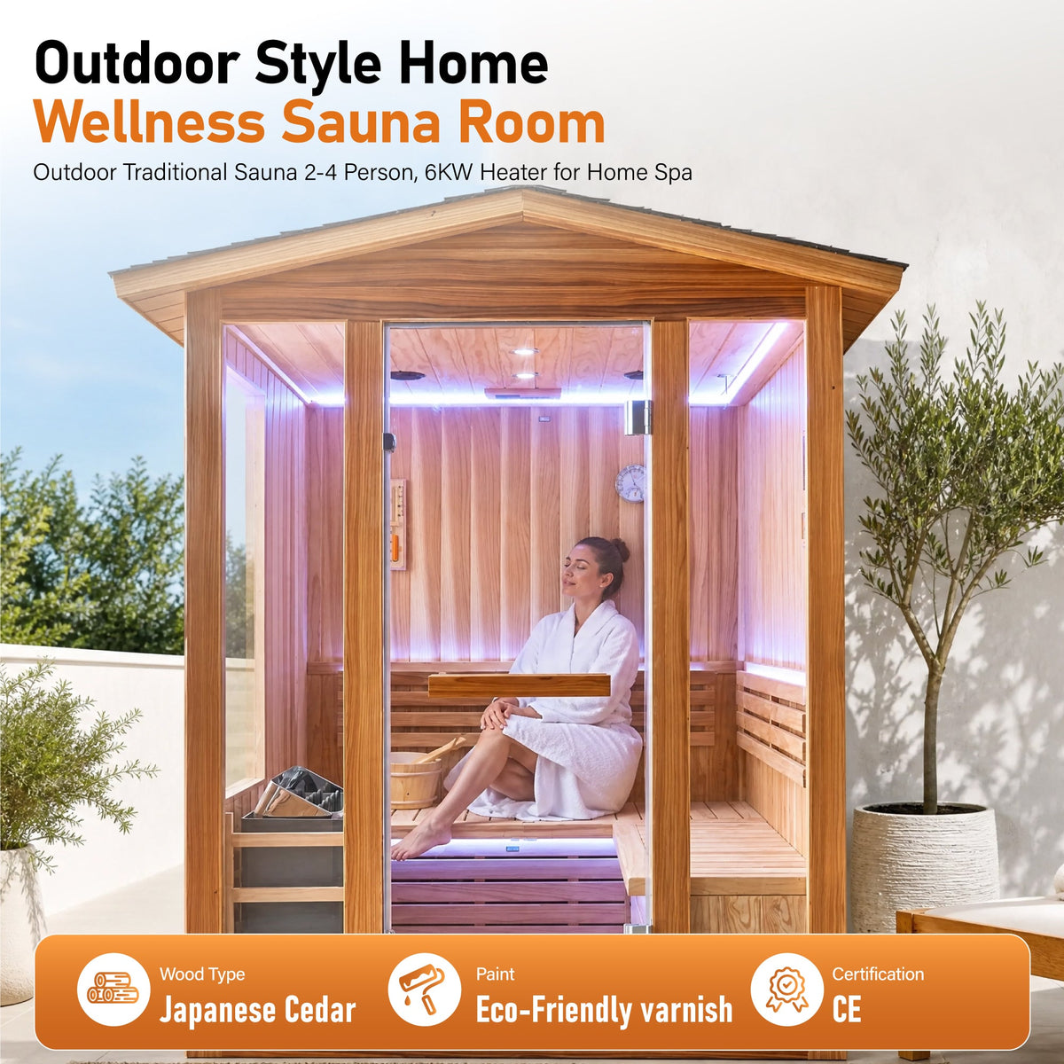 6000W 4-Person Outdoor Traditional Steam Sauna