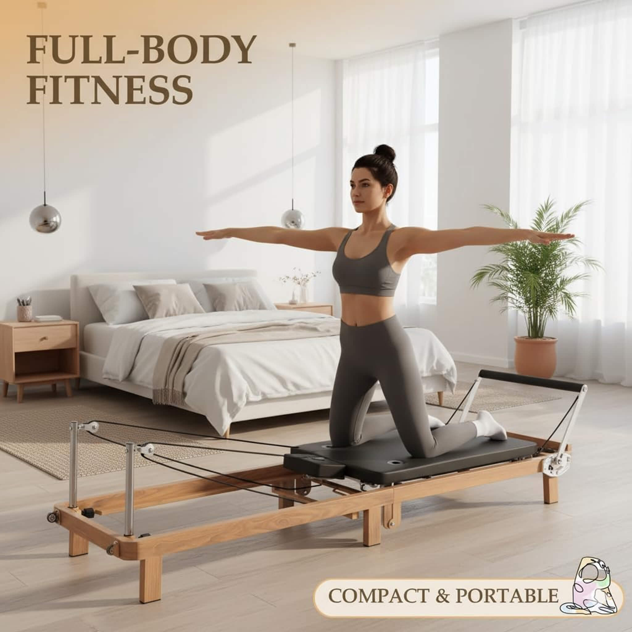 Core Pilates Apex Foldable Dual Resistance Pilates Reformer With Jumpboard (SAK83914)
