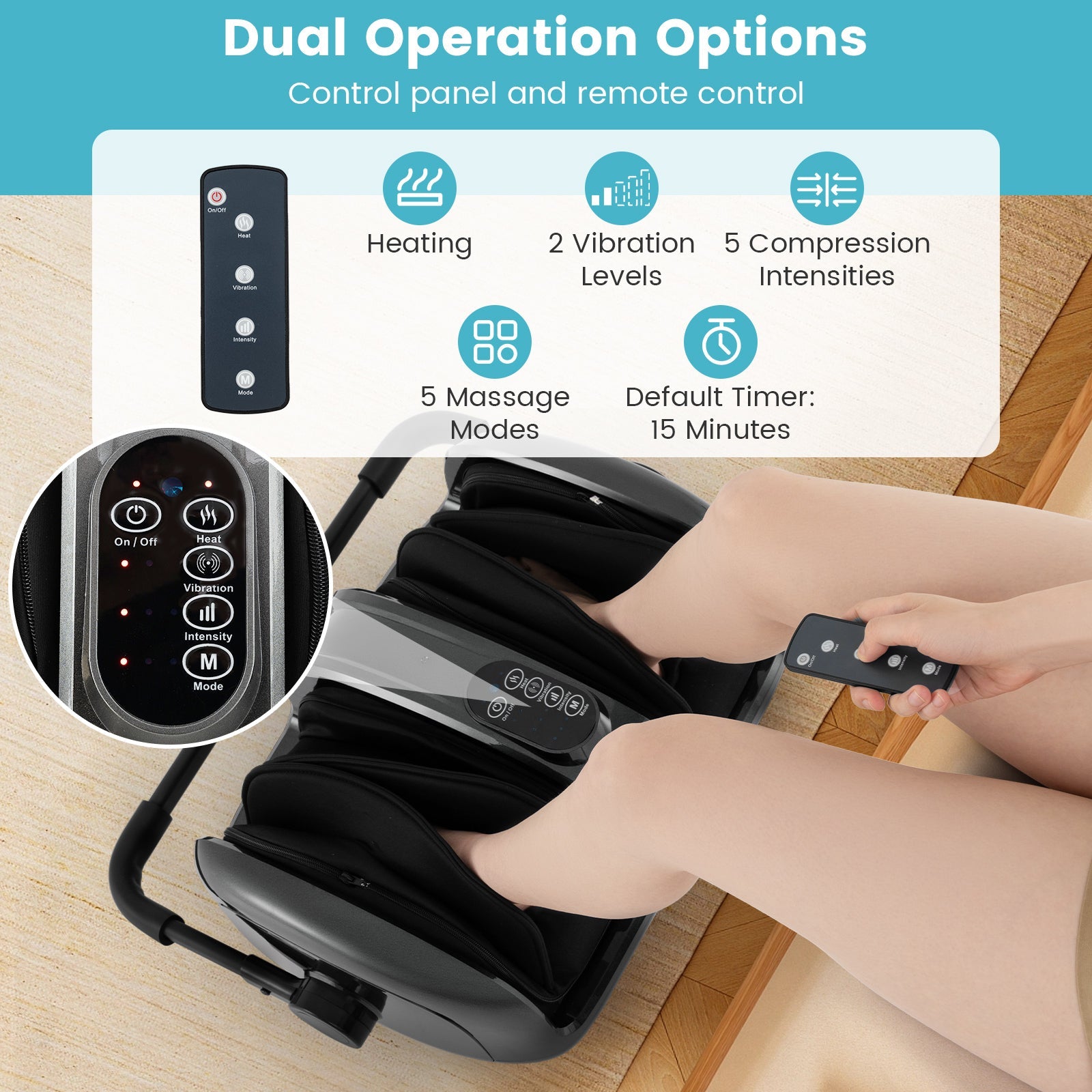 Foot and Calf Massager with Heat for Blood Circulation Pain Relief-Gray