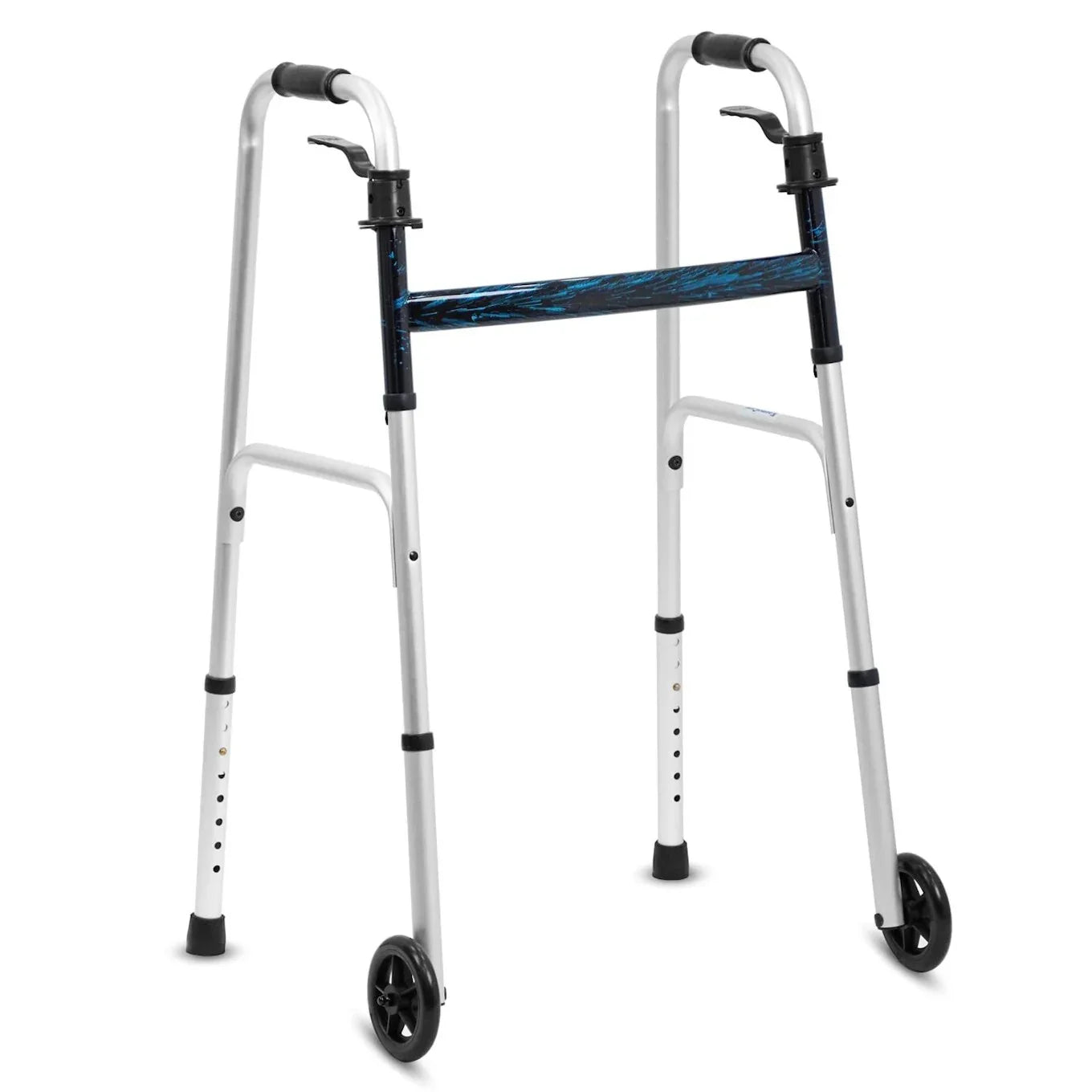 Adjustable Folding Aluminum Walker with Lever – Silver