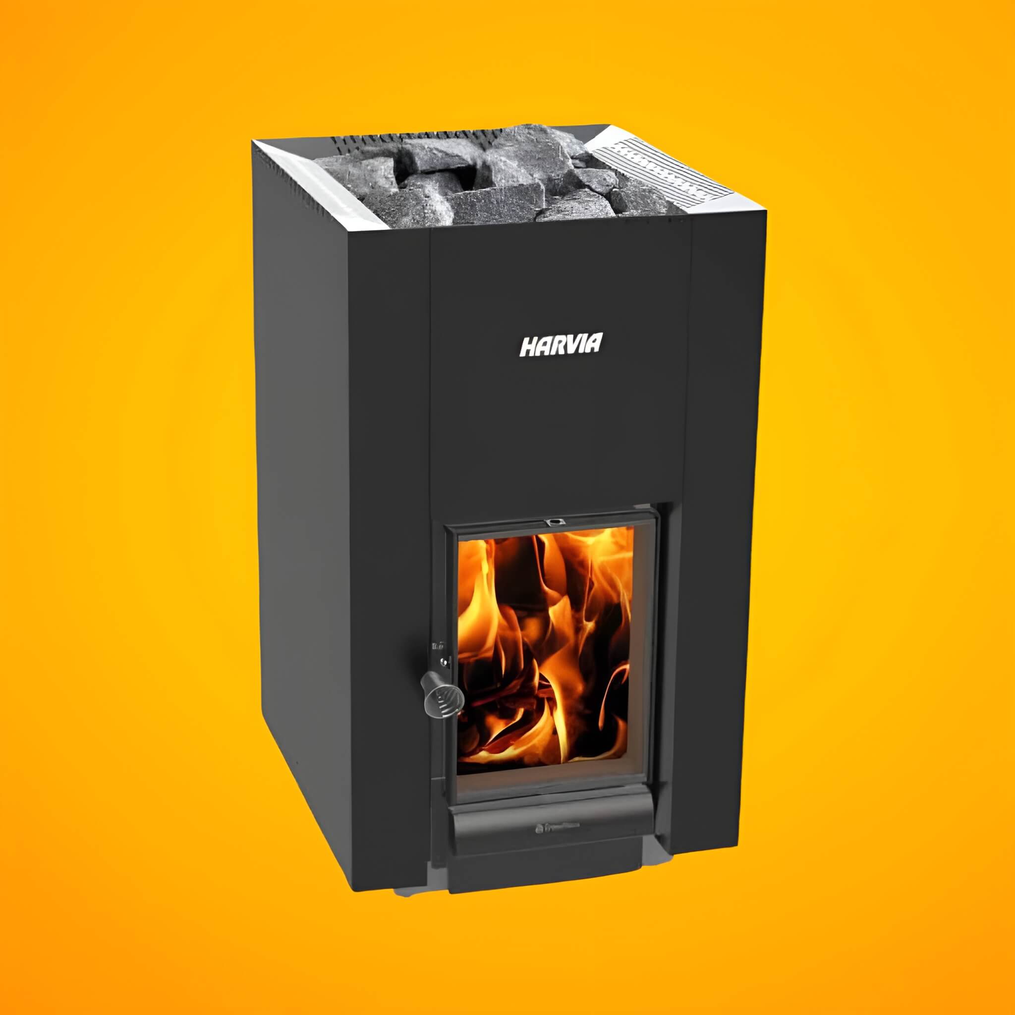 Harvia GreenFlame 22 Linear Wood Sauna Stove With Sauna Stones, 15.7KW [WKLI22GM] (SAK62094)